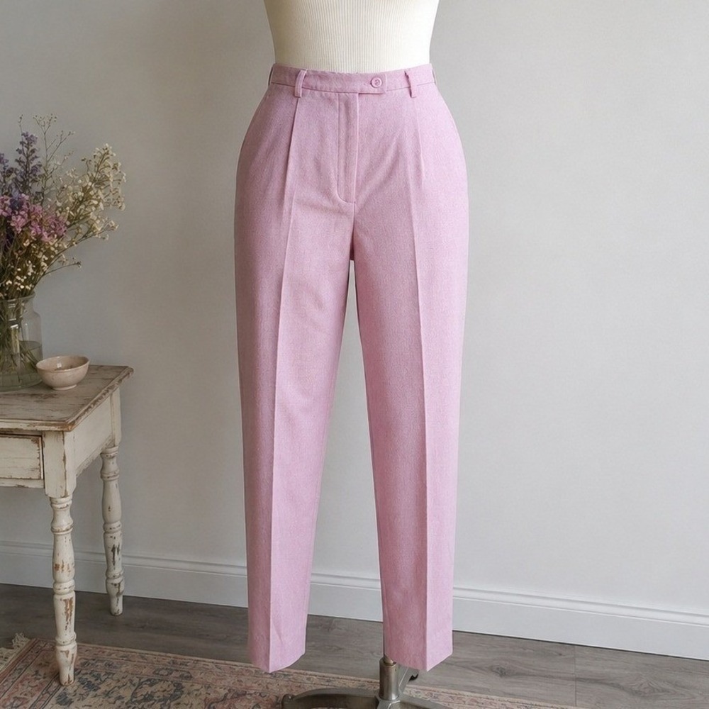 Vintage Pendleton Pink Virgin Wool Trousers Womens 4P High Waist Straight Leg